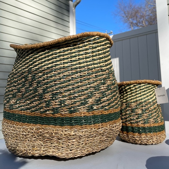 NWT Anthropologie Diamond Stripe Woven Basket Pot Small 5” - Picture 3 of 8